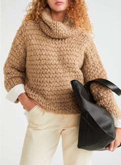 MANGO Hierba Chunky-Knit Sweater Beige  - Image 1