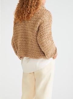 MANGO Hierba Chunky-Knit Sweater Beige  - Image 3