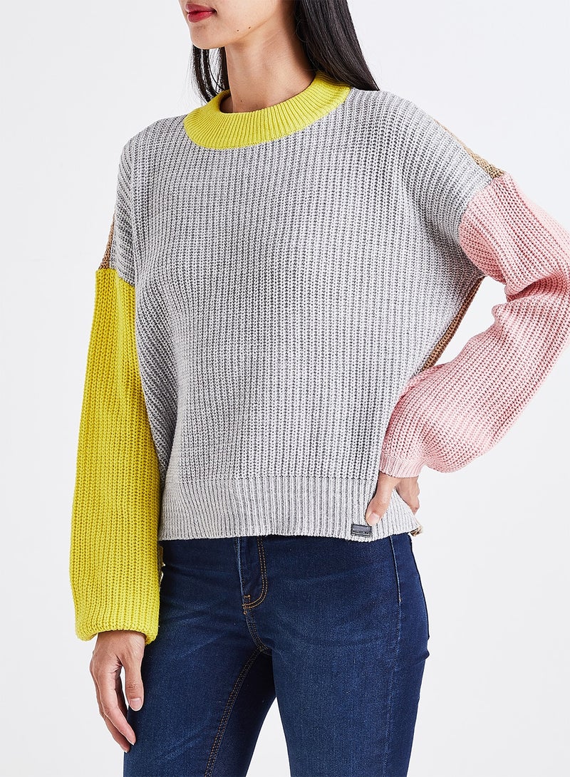 NOISY MAY - Sheila Colourblock Sweater Multicolour - Image 1