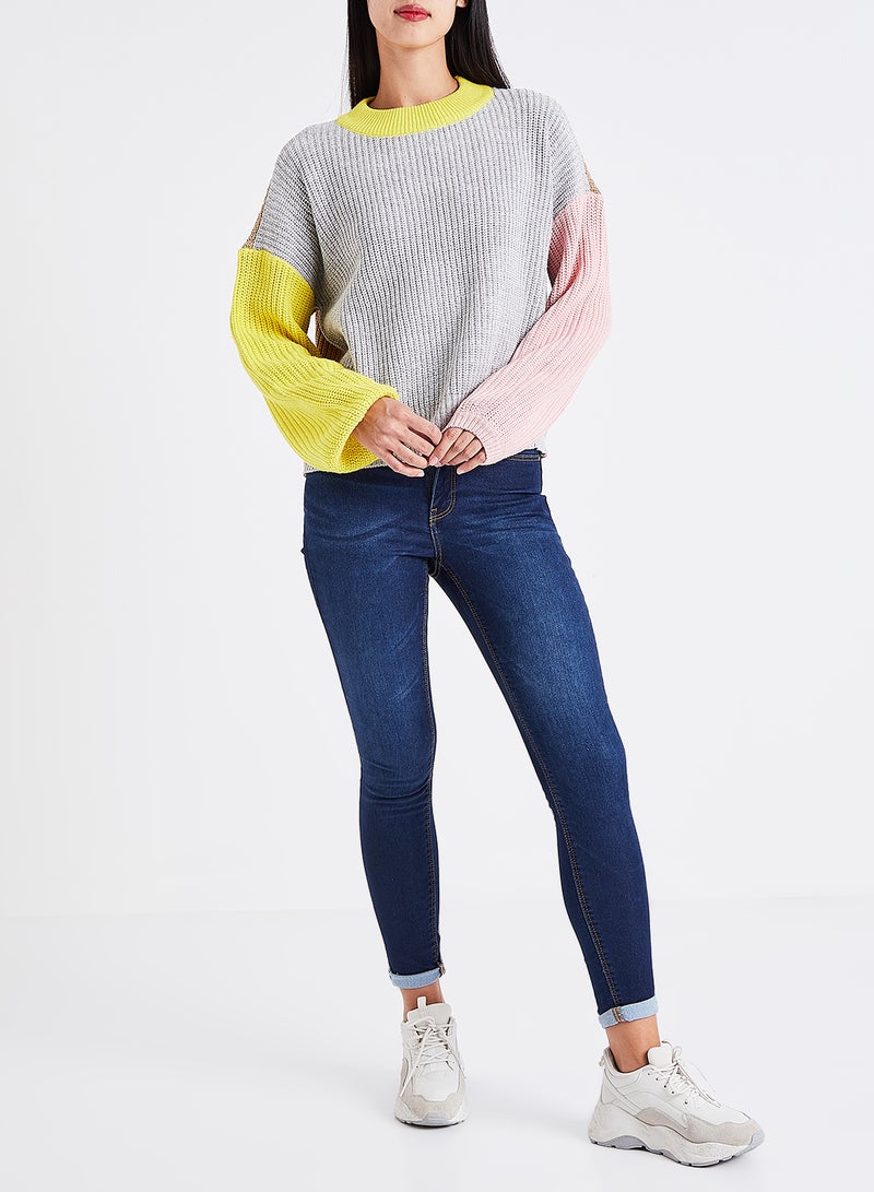 NOISY MAY - Sheila Colourblock Sweater Multicolour - Image 1