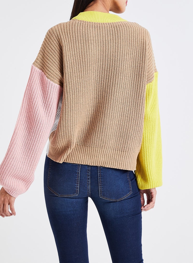 NOISY MAY - Sheila Colourblock Sweater Multicolour - Image 1