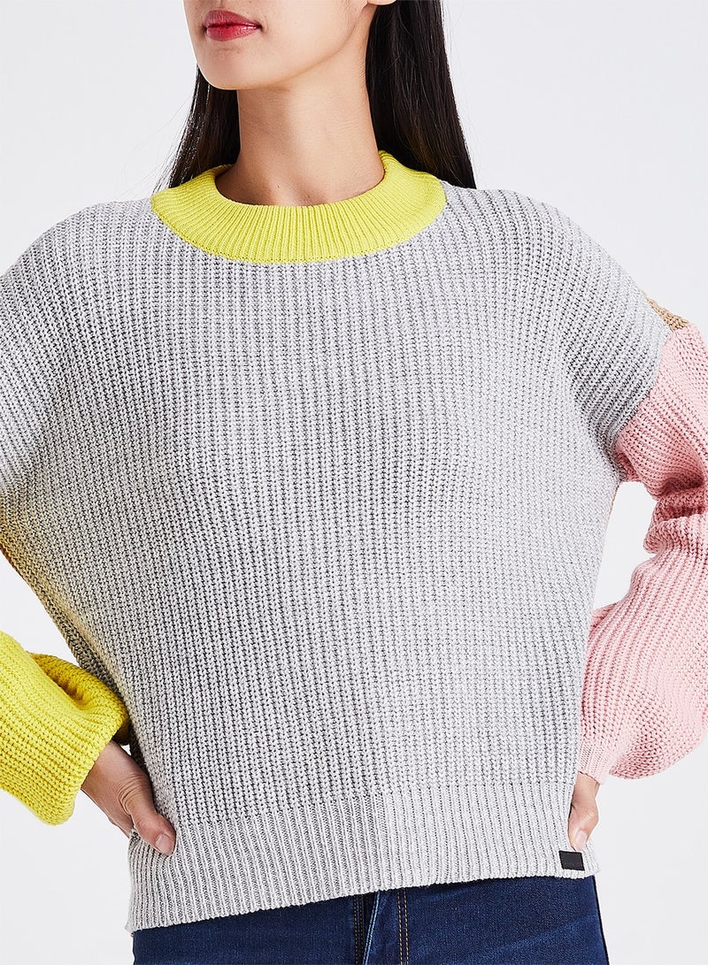 NOISY MAY - Sheila Colourblock Sweater Multicolour - Image 1