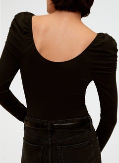 MANGO Puffed Shoulder Bodysuit Black  - Image 3