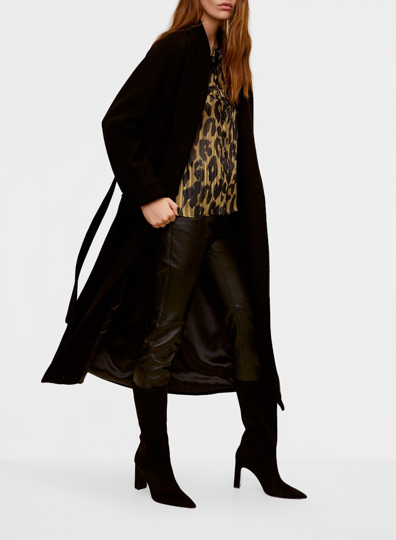 MANGO - Leopard Print Metallic Top Brown/Black - Image 1