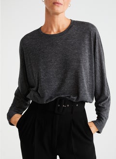 MANGO Flecked T-Shirt Dark Grey  - Image 1