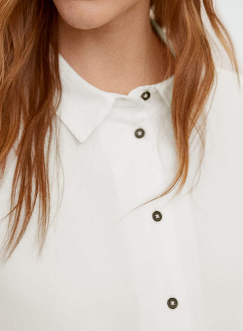 MANGO - Knot Detail Cropped Blouse White - Image 1