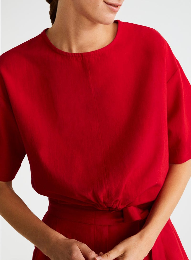 MANGO Ring Detailed Blouse Red  - Image 1