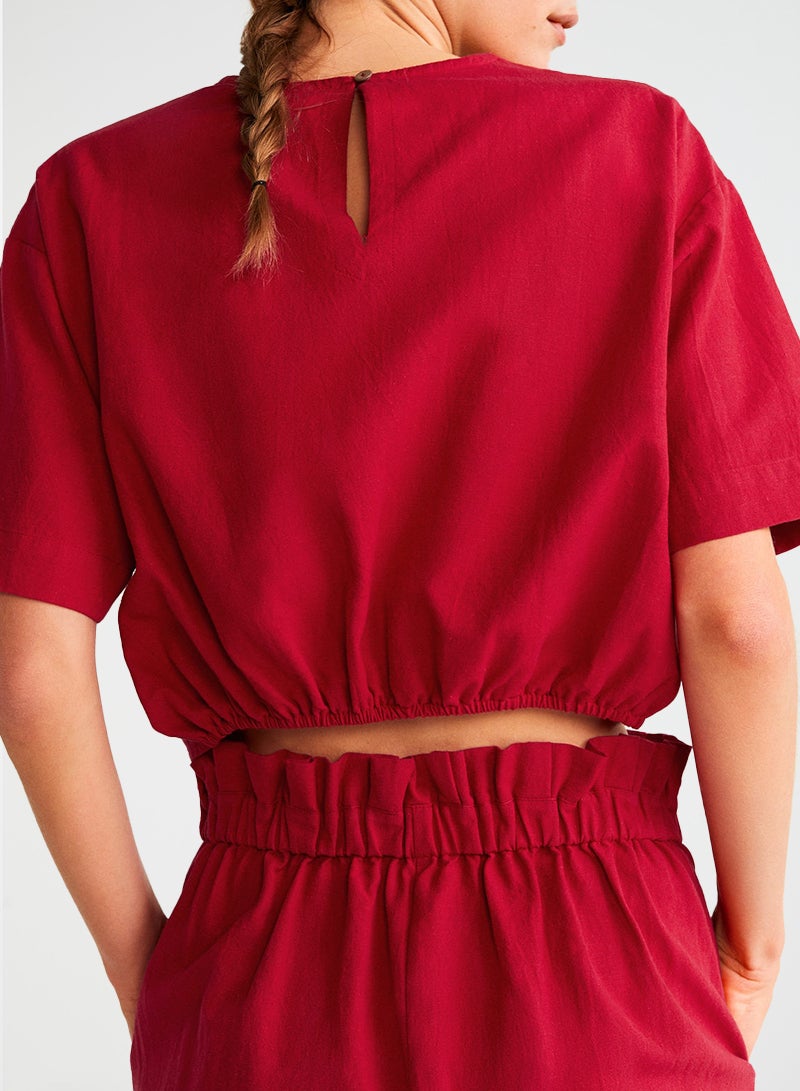 MANGO Ring Detailed Blouse Red  - Image 3