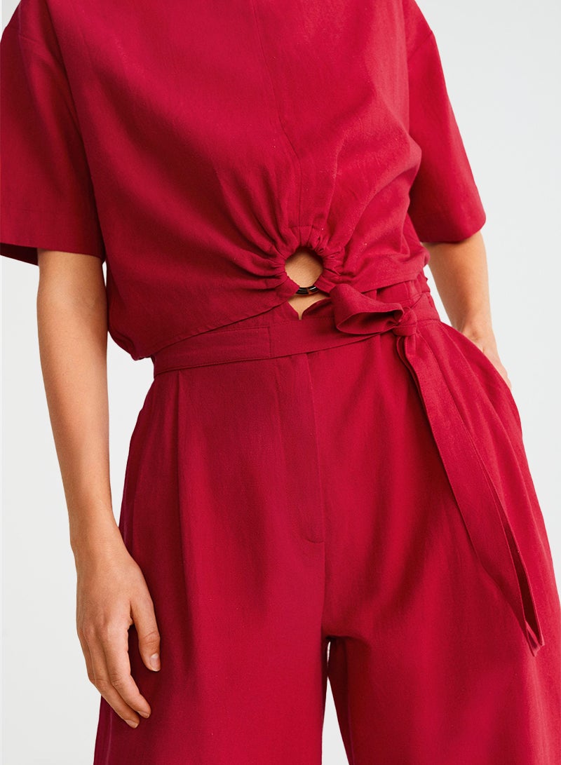 MANGO Ring Detailed Blouse Red  - Image 4