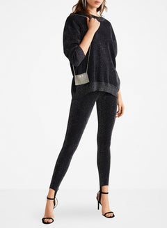 MANGO Classic Style Metallic Sweater Black  - Image 2
