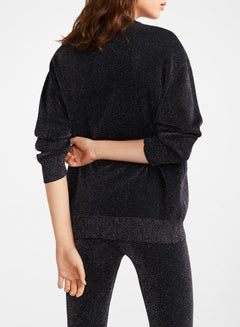 MANGO Classic Style Metallic Sweater Black  - Image 3