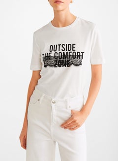 MANGO Slogan Printed T-Shirt White  - Image 1
