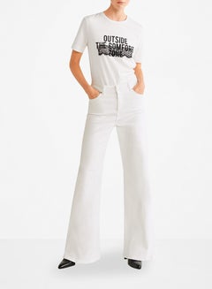 MANGO Slogan Printed T-Shirt White  - Image 2