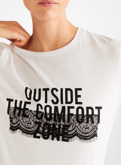 MANGO Slogan Printed T-Shirt White  - Image 4