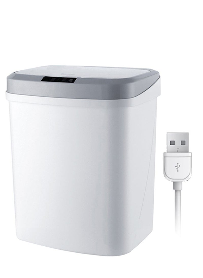 Touch Free Trash Can With USB Cable White/Grey 32.5 x 27.8cm