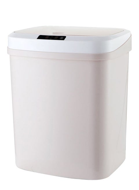 Touch Free Trash Can With Lid Beige/White 32.5 x 27.8cm