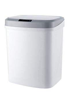 Touch Free Trash Can With Lid White/Grey 32.5 x 27.8cm