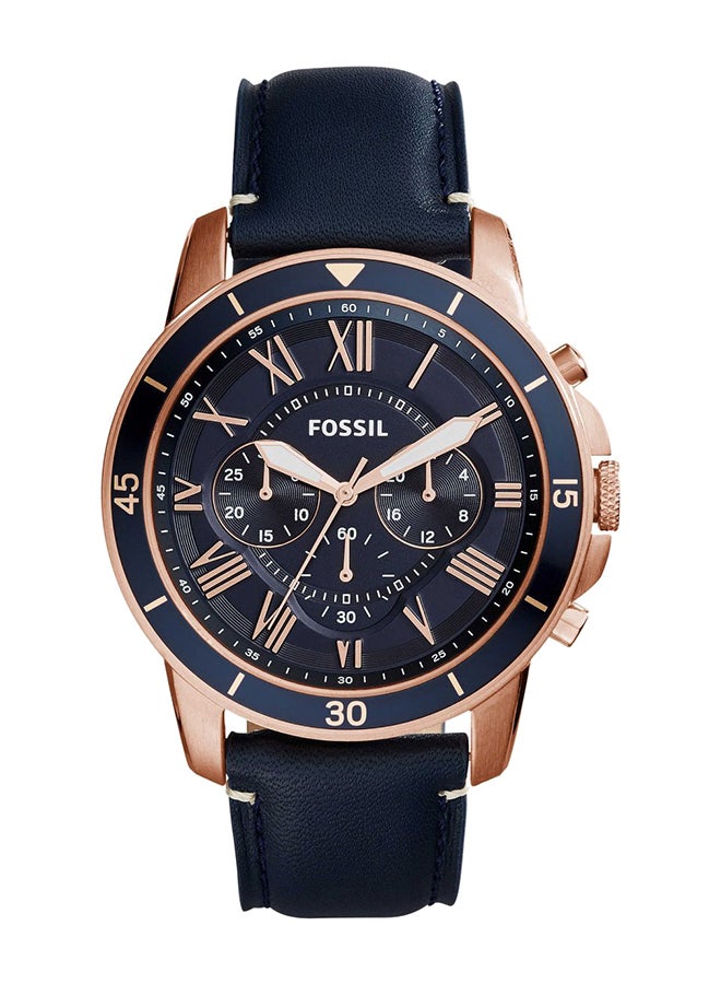 FOSSIL men Leather Chronograph Wrist Watch FS5237 - 44 mm - Navy Blue  - Image 1