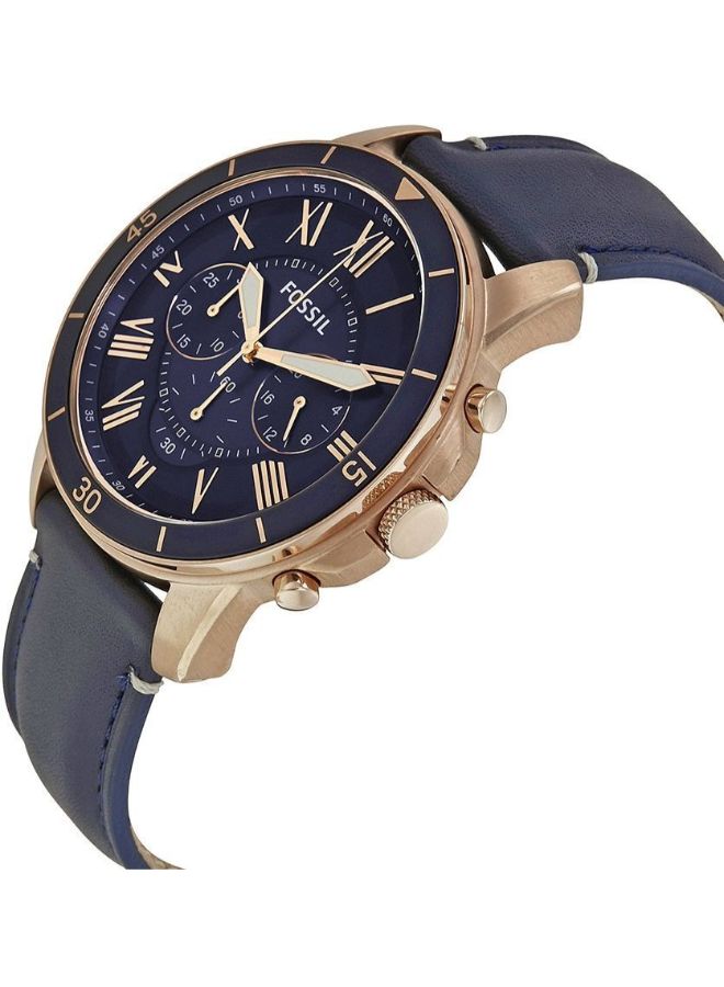 FOSSIL men Leather Chronograph Wrist Watch FS5237 - 44 mm - Navy Blue  - Image 3