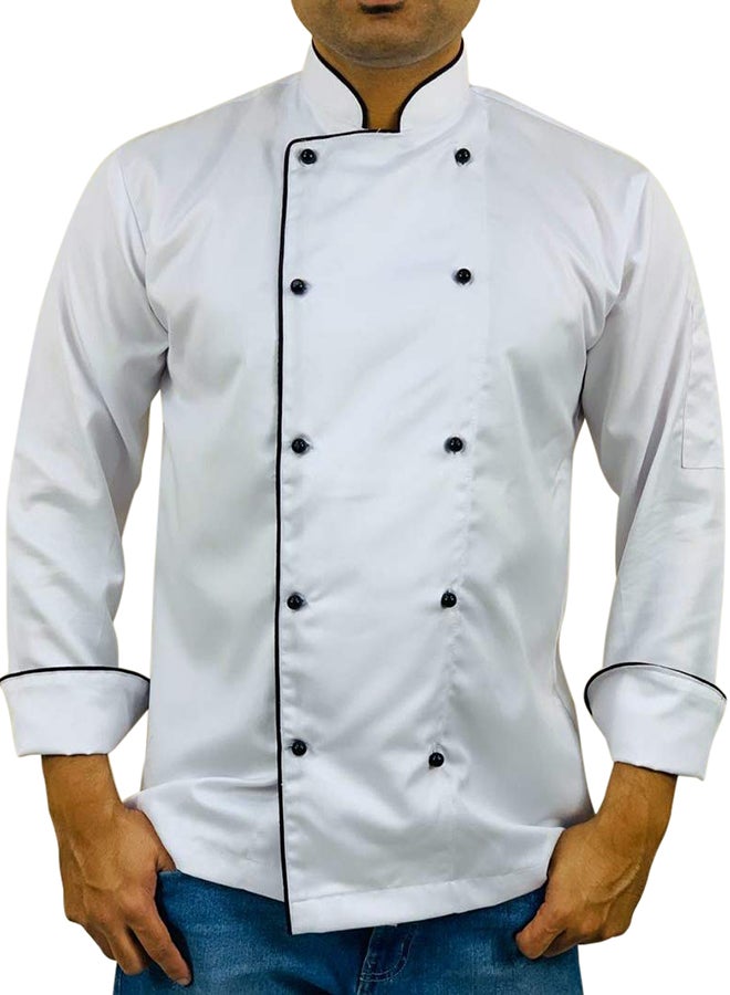 Chef Jacket With Black Pearl Button White  - Image 1