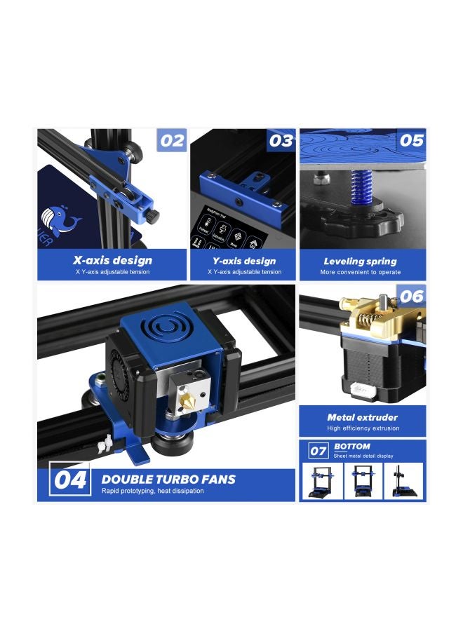 Bluer 3D Printer DIY Kit Black/Blue