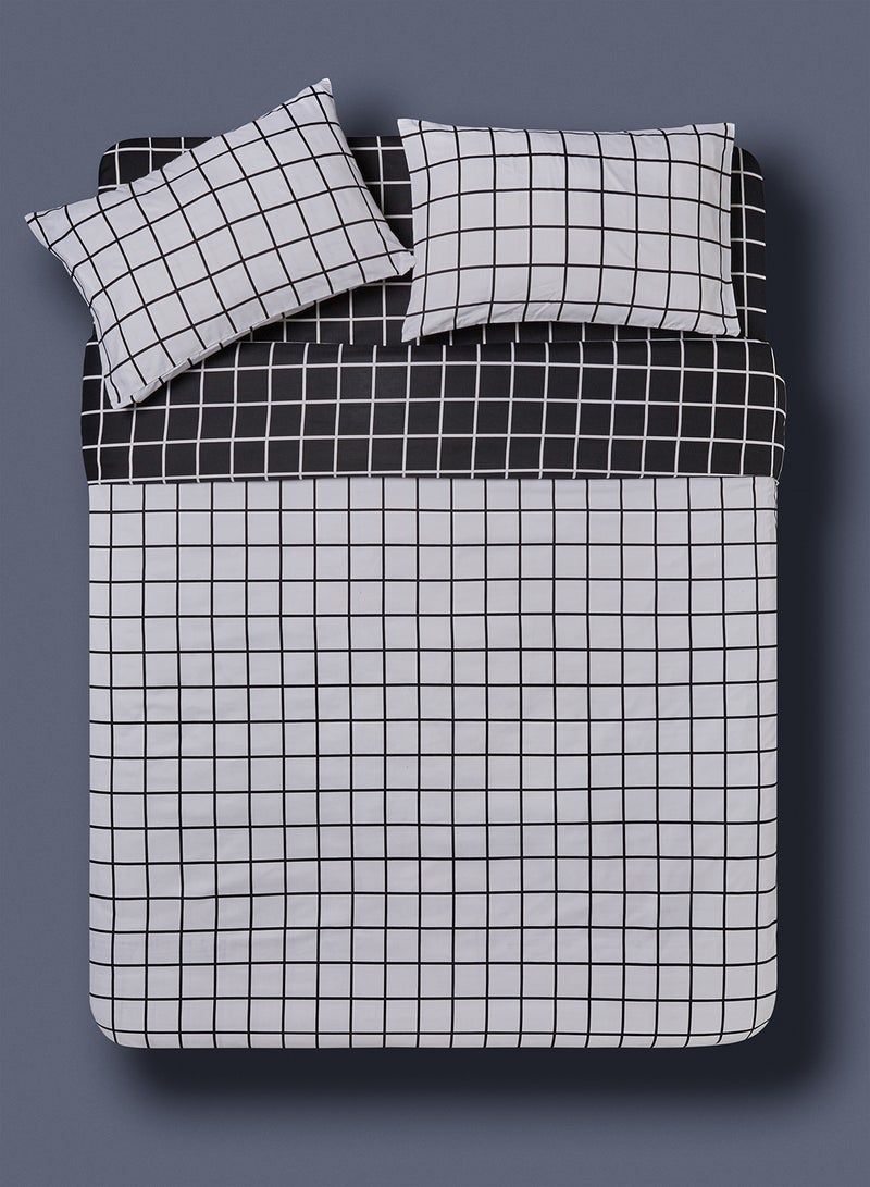 Noon East 5-Piece Bedding Set (1 Comforter + 1 Duvet Cover + 1 Fitted Bedsheet + 2 Pillowcase), Soft Touch Banana Grid Print Queen - Image 3