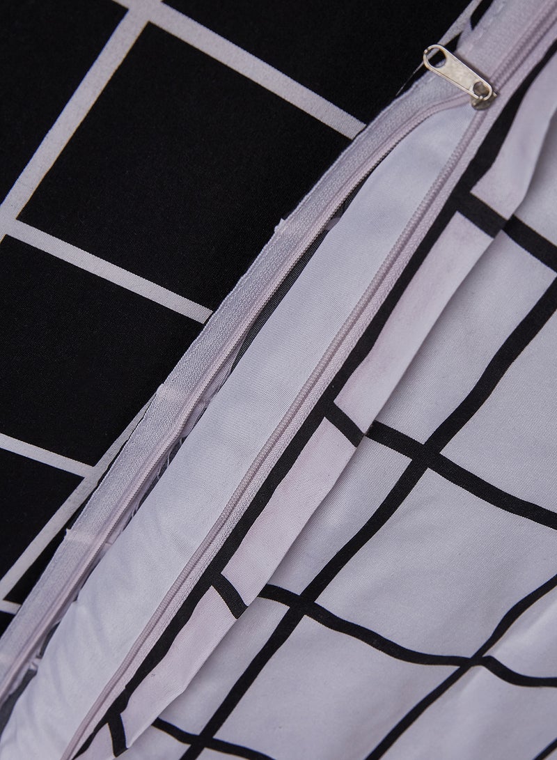 Noon East 5-Piece Bedding Set (1 Comforter + 1 Duvet Cover + 1 Fitted Bedsheet + 2 Pillowcase), Soft Touch Banana Grid Print Queen - Image 4