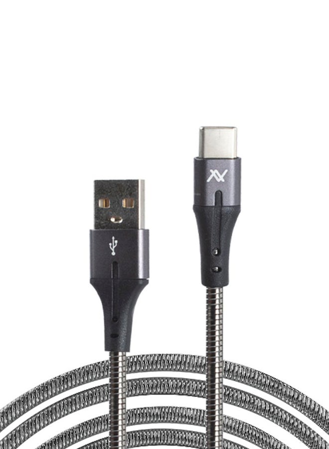L'avvento USB To Type C Metal Cable With Connectors Silver/Black - Image 1