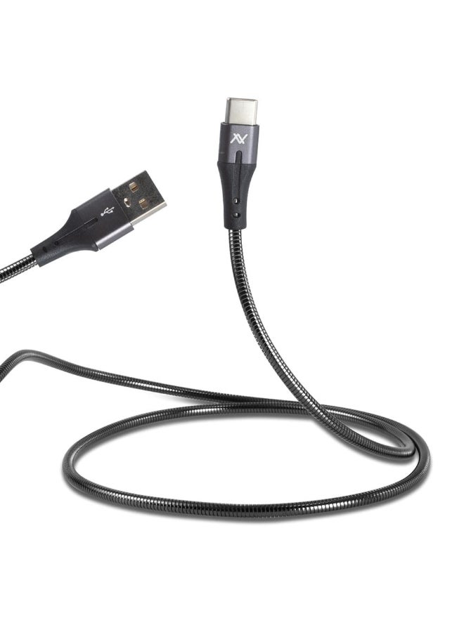 L'avvento USB To Type C Metal Cable With Connectors Silver/Black - Image 2