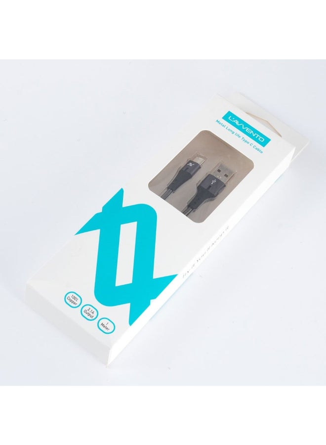 L'avvento USB To Type C Metal Cable With Connectors Silver/Black - Image 3