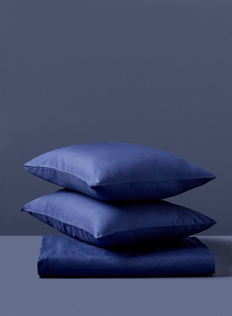 Noon East - Fitted Bedsheet Set Queen Size 100% Cotton Luxury Premium Quality 300 TC Everyday Use Breathable And Soft, With 1 Bed Sheet 200X200 Cm + 25cm And 2 Pillow Cases 50X75 Cm - Cadet Blue Cadet Blue Queen - Image 1