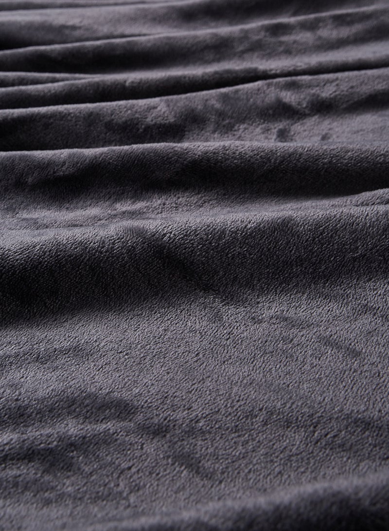 Ultra Soft Flannel Fleece Blanket/Throw Dark Grey King