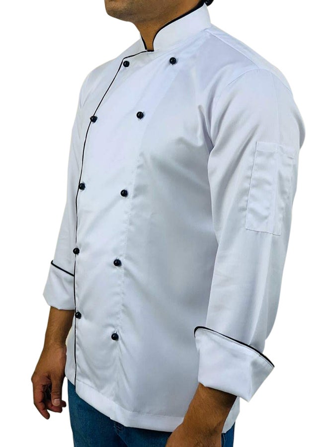 Chef Jacket With Black Pearl Button White  - Image 3