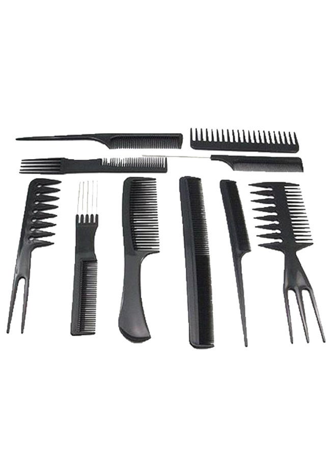 طقم من 10 قطع من مشط الشعر الاحترافي أسود