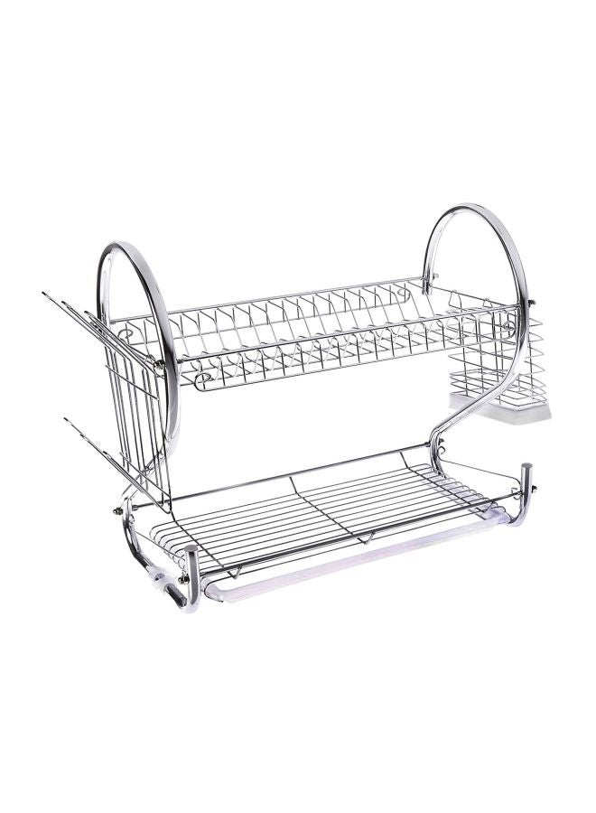 Megachef 2-Shelf Dish Rack With Draining Tray And Utensil Holder Silver - Image 1