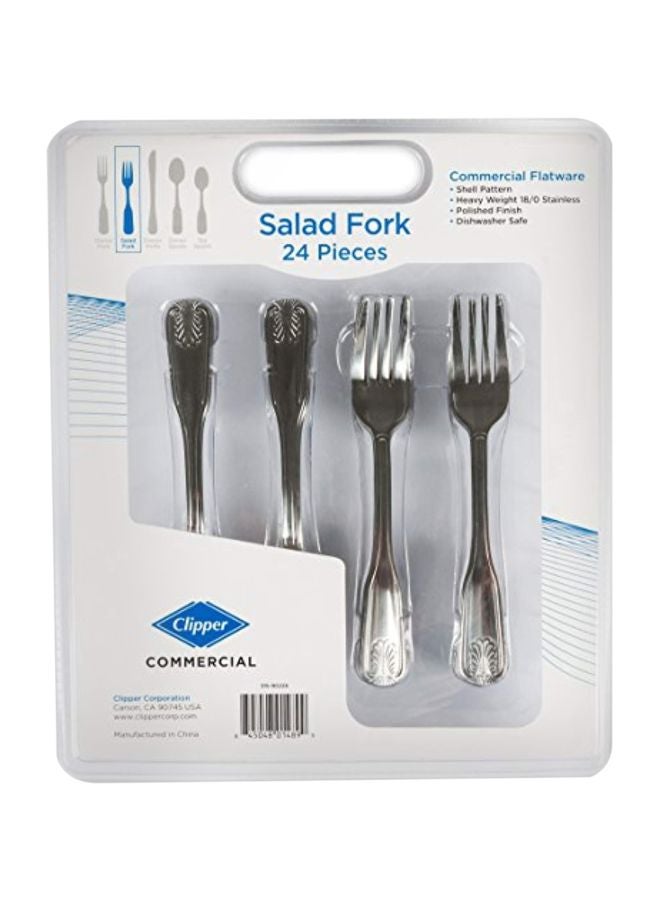 Clipper Commercial 24-Piece Stainless Steel Salad Fork Set Silver 10.2x2x12inch