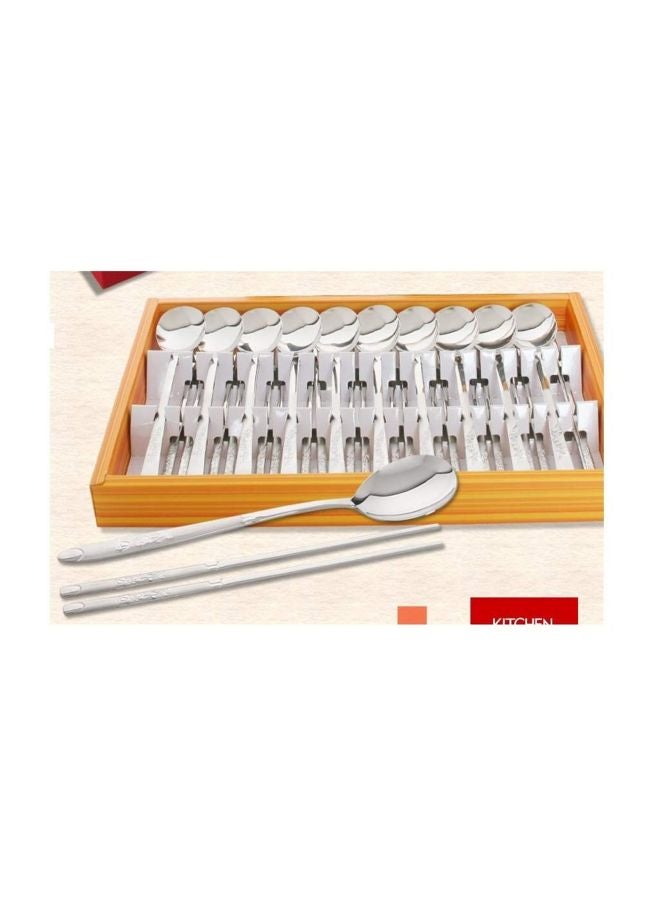 10-Piece Stainless Steel Chopstick And Spoon Set Silver - v1584024708/N35529184A_3