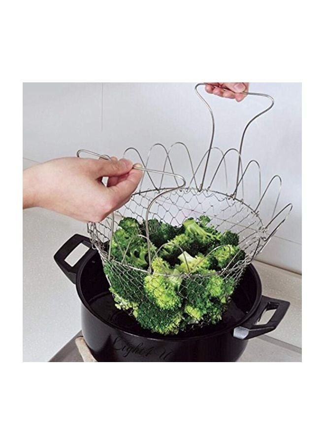 ShineMe Stainless Steel Foldable Strainer Silver 806x5.9inch  - Image 3