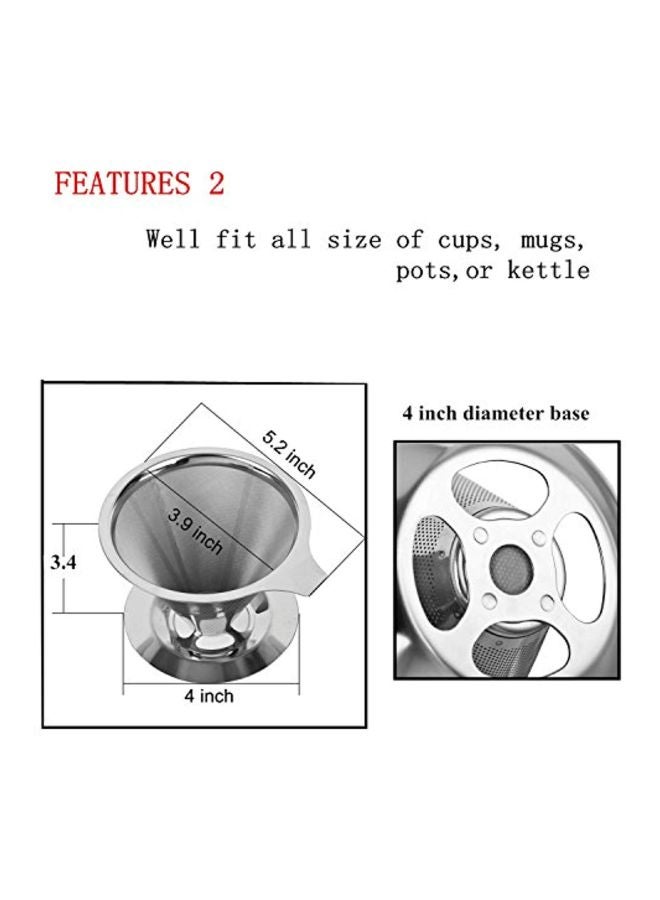فلتر قهوة من الإستانلس ستيل قابل لإعادة الاستخدام فضي 5.4x5.3x4.2بوصة - v1584024954/N35542175A_3