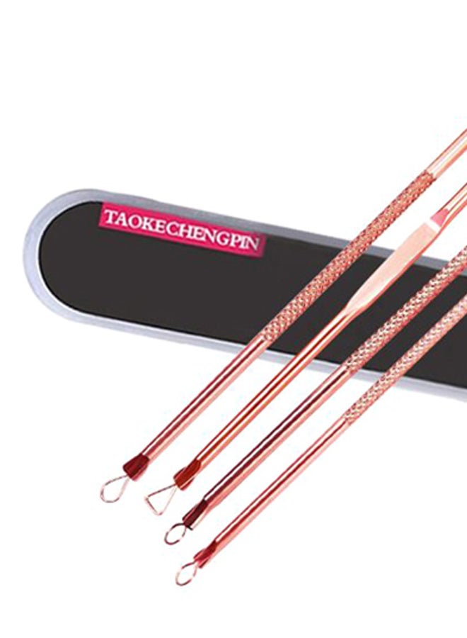 4-Piece Practical Beauty Blackhead Remover Needle Set With Case Gold/Black - Image 2