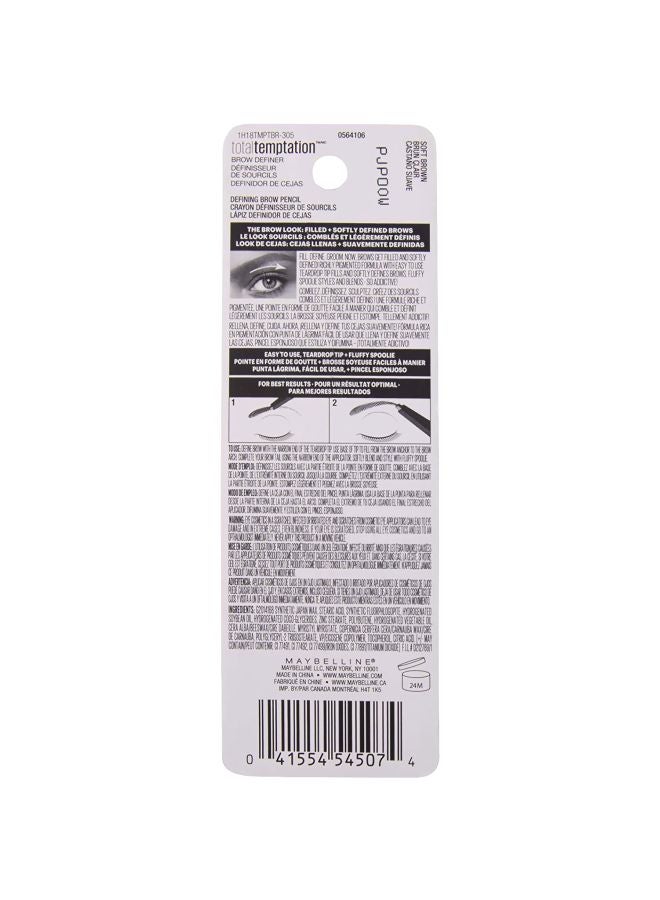 MAYBELLINE NEW YORK - Total Temptation Eyebrow Definer Pencil Soft Brown - Image 1