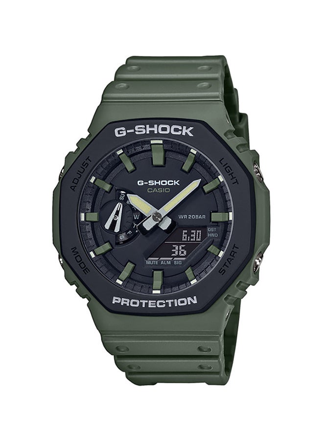 جي شوك ساعة يد رقمية + عقارب بسوار من الراتنج طراز GA-2110SU-3AER للرجال