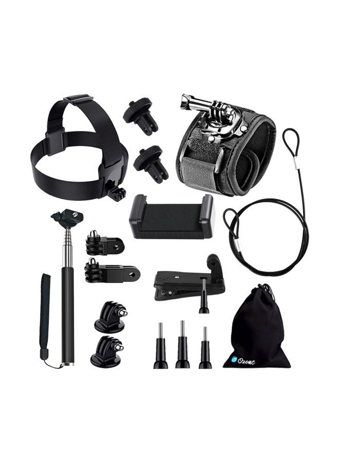 Ozone 17-Piece Action Camera Accessory Bundles Black - Image 1