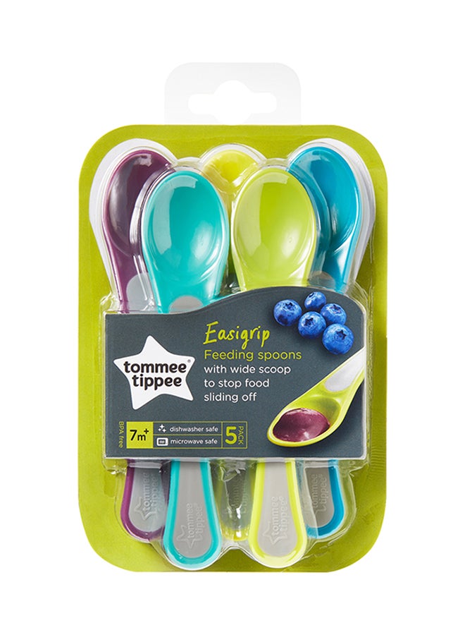 tommee tippee - Pack Of 5 Explora Easygrip Feeding Spoons, 7+ M, Multicolour - Image 1