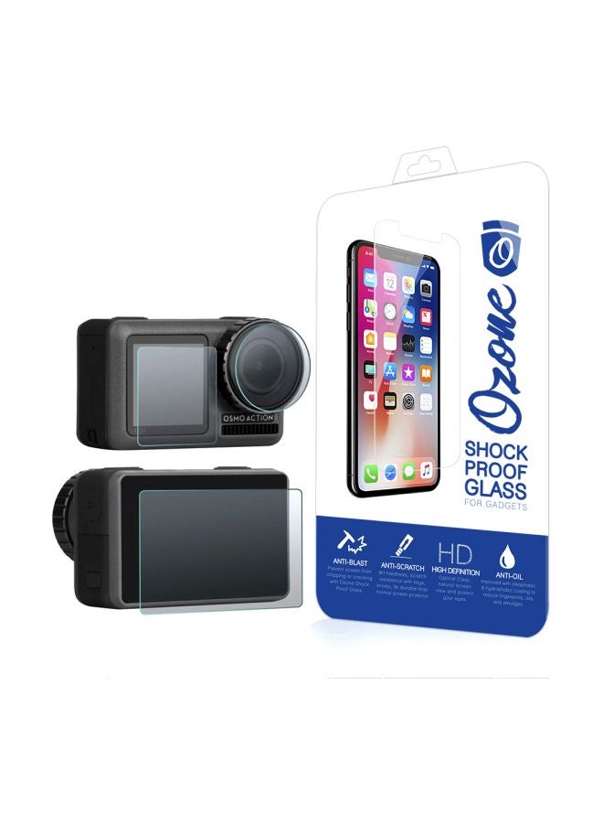 أوزون قطعتان من لاصقة حماية للشاشة من الزجاج المقوى لكاميرا الحركة أوزمو شفاف - Image 2