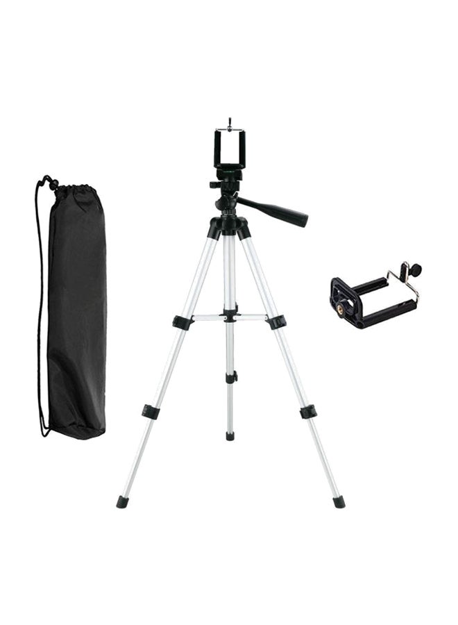 Adjustable Lightweight Tripod With Phone Holder And Bag Silver/Black 