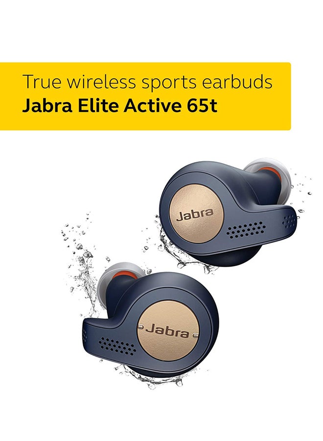 Jabra - Elite Active 65t Earbuds – Passive Noise Isolating Bluetooth Sports Earphones with Motion Sensor For Fitness Tracking – True Wireless Calls and Music Copper Blue - Image 1