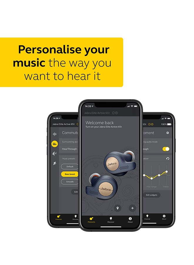 Jabra - Elite Active 65t Earbuds – Passive Noise Isolating Bluetooth Sports Earphones with Motion Sensor For Fitness Tracking – True Wireless Calls and Music Copper Blue - Image 1