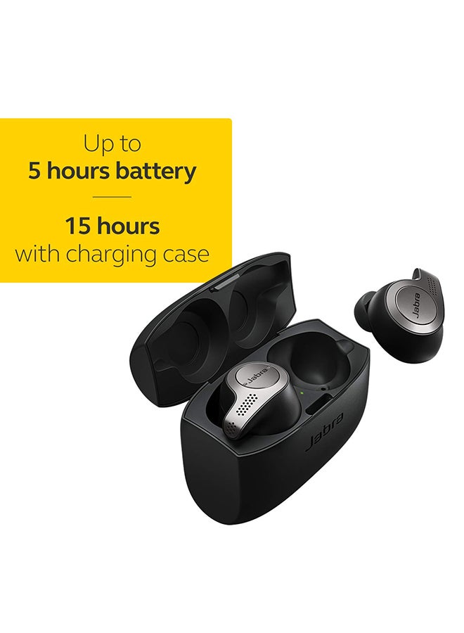 Jabra - Elite 65t Earbuds – Passive Noise Isolating Bluetooth Earphones with Four-Microphone Technology For True Wireless Calls and Music Titanium Black - Image 1
