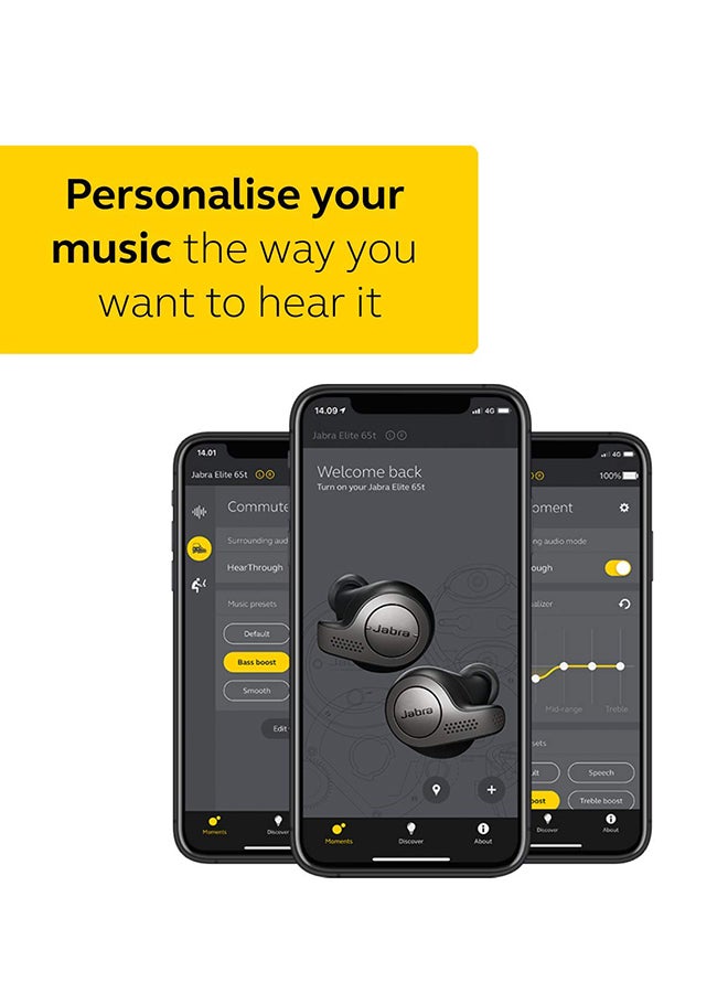 Jabra - Elite 65t Earbuds – Passive Noise Isolating Bluetooth Earphones with Four-Microphone Technology For True Wireless Calls and Music Titanium Black - Image 1